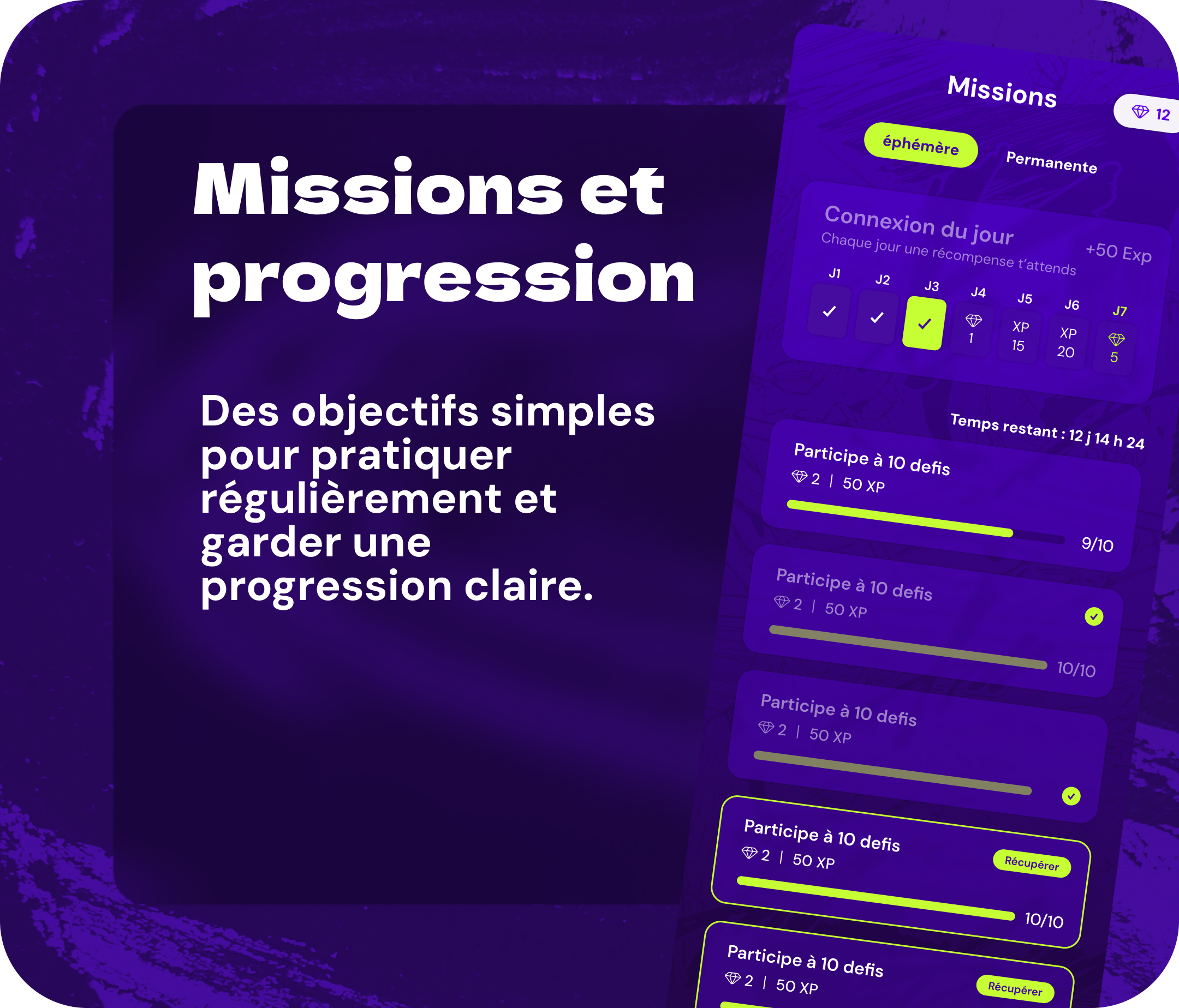 Aperçu des missions et de la progression Keiko