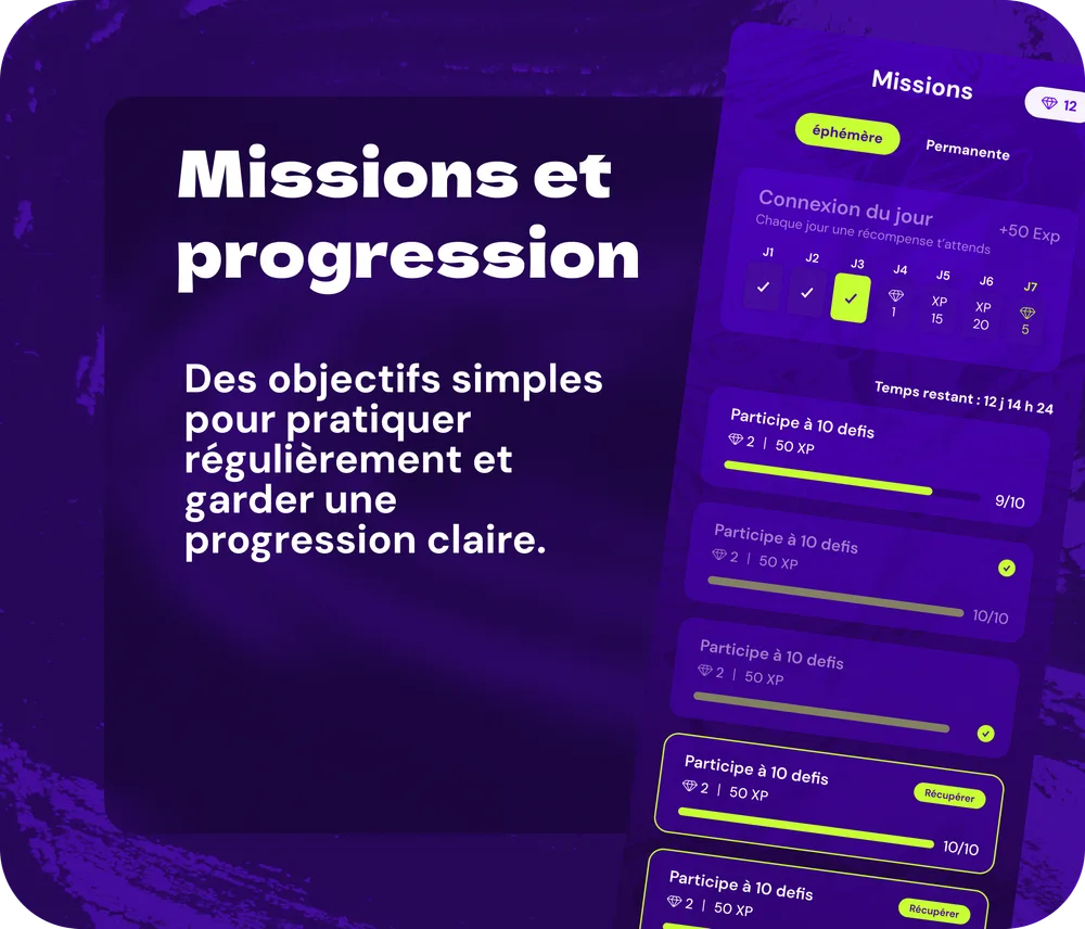 Aperçu des missions et de la progression Keiko