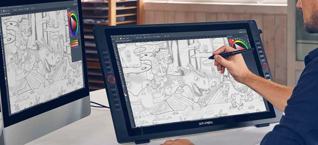Travail de dessin manga sur tablette graphique